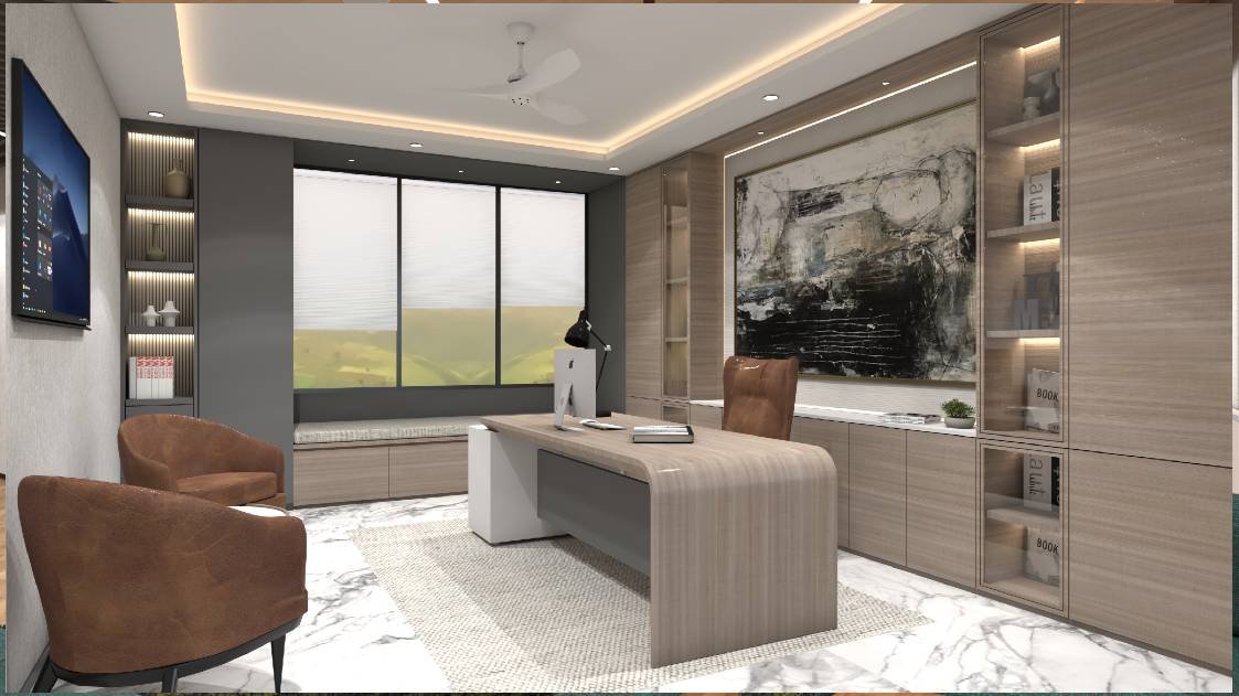Corporate office feature wall and company achievements